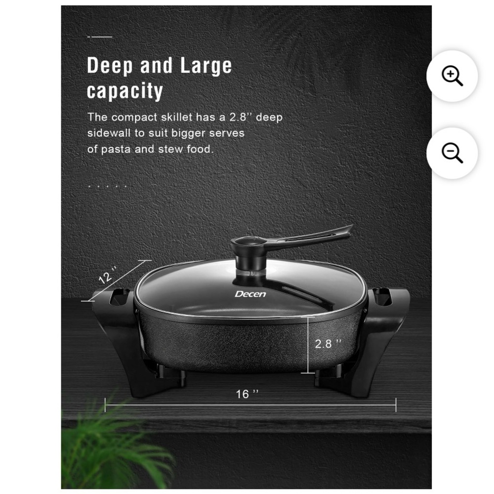 New Electric Skillet with Glass Lid - Black - Picture 4 of 8
